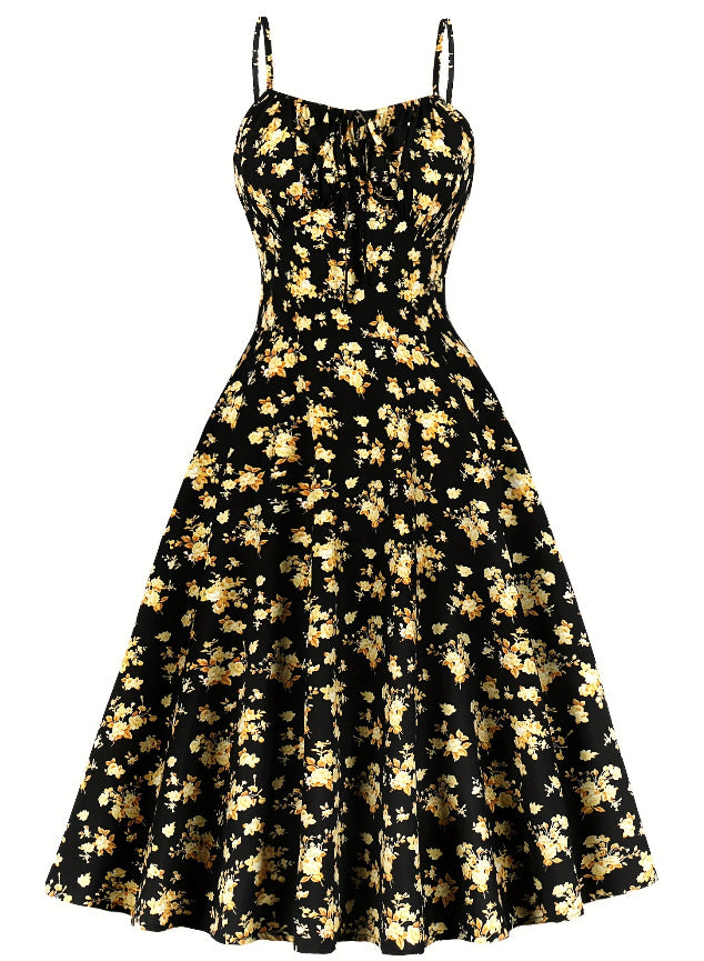 Floral Print Slip-Neckline Dress