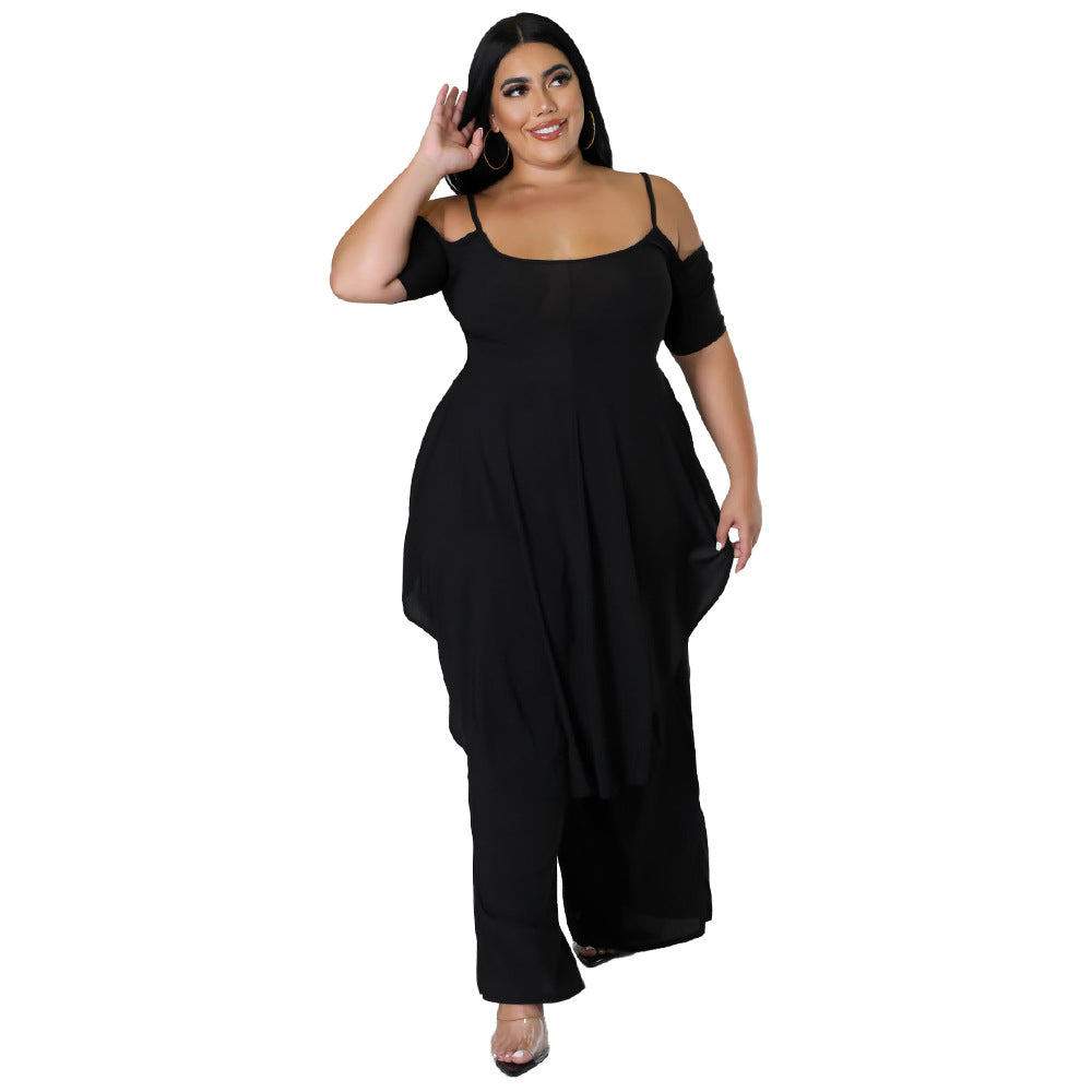 Solid-color Sexy Camisole Two-piece Set