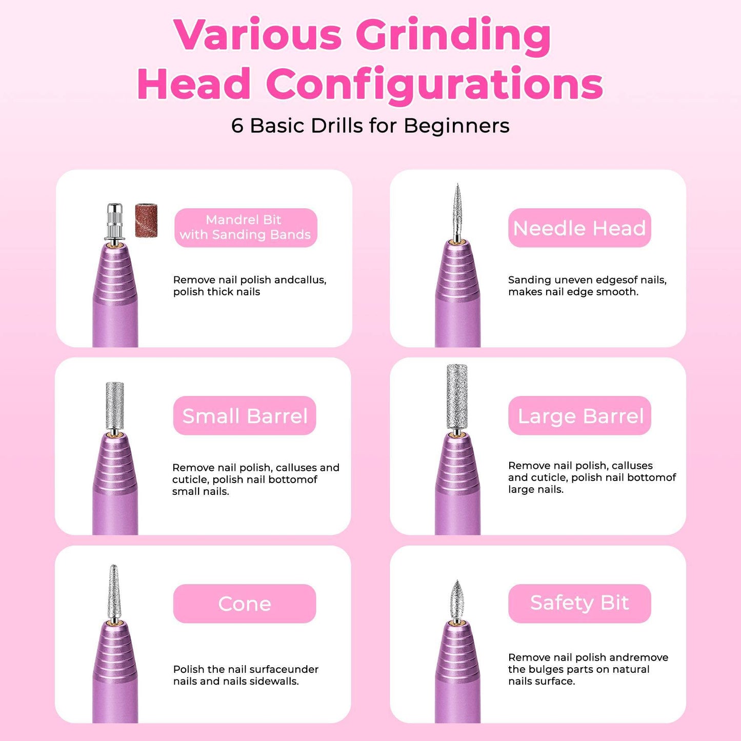 Professional Portable Electric Nail File Kit, Manicure With Nail Drill Bits