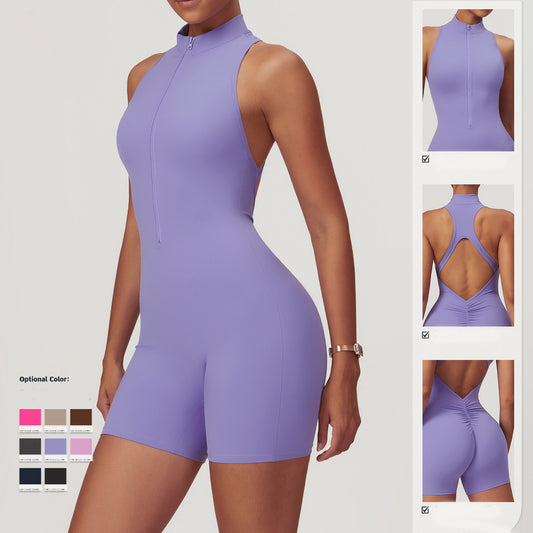 Yoga Jumpsuit With Zipper Bodysuit