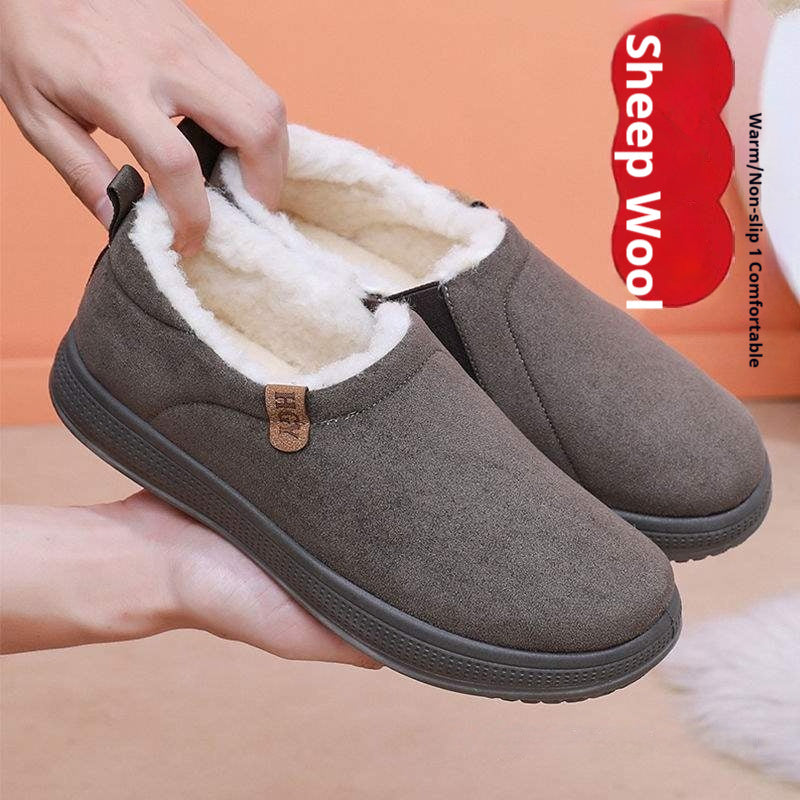 Fleece-lined  Wool Slip-on Snow Boots With Anti-slip Soles