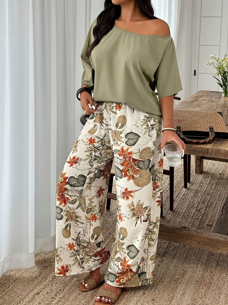 Wide-leg Pants Loose-fitting Two-piece Set