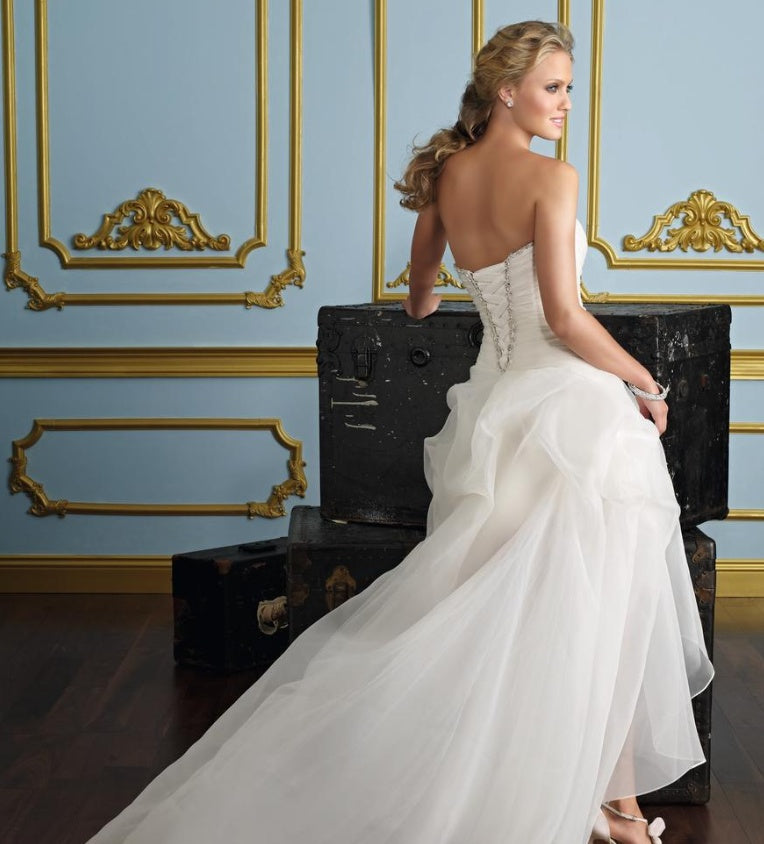Short and long long tube top  wedding dress