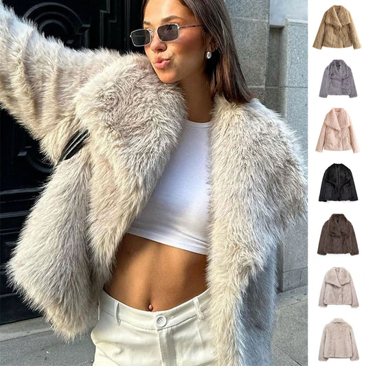 Plush Coat  Fluffy Lapel Jacket