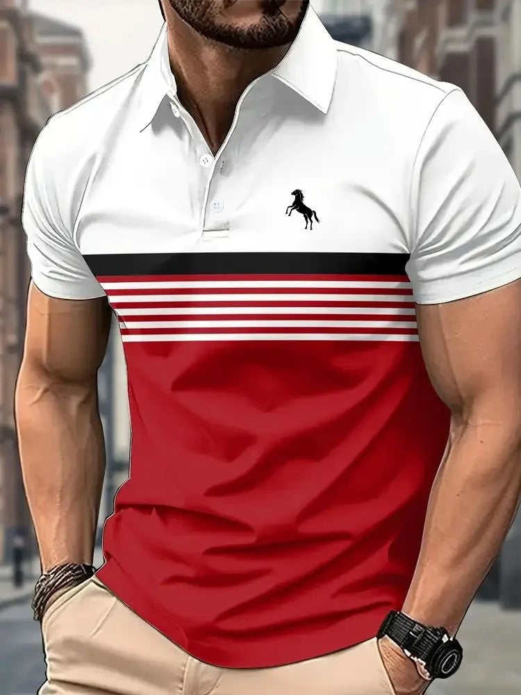 Color Block Design Sports Style Collar Golf Shirt