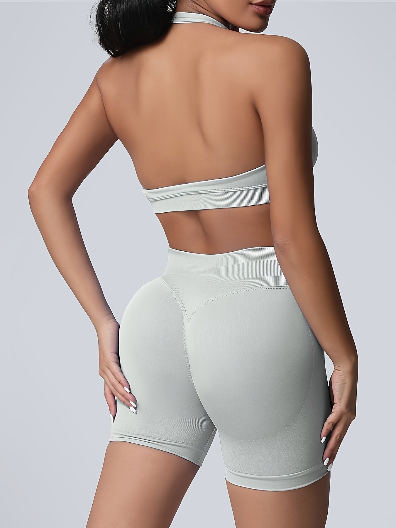 Women's Yoga Workout Set  Sports Bra High-Waist Shorts  Quick-Dry  Breathable