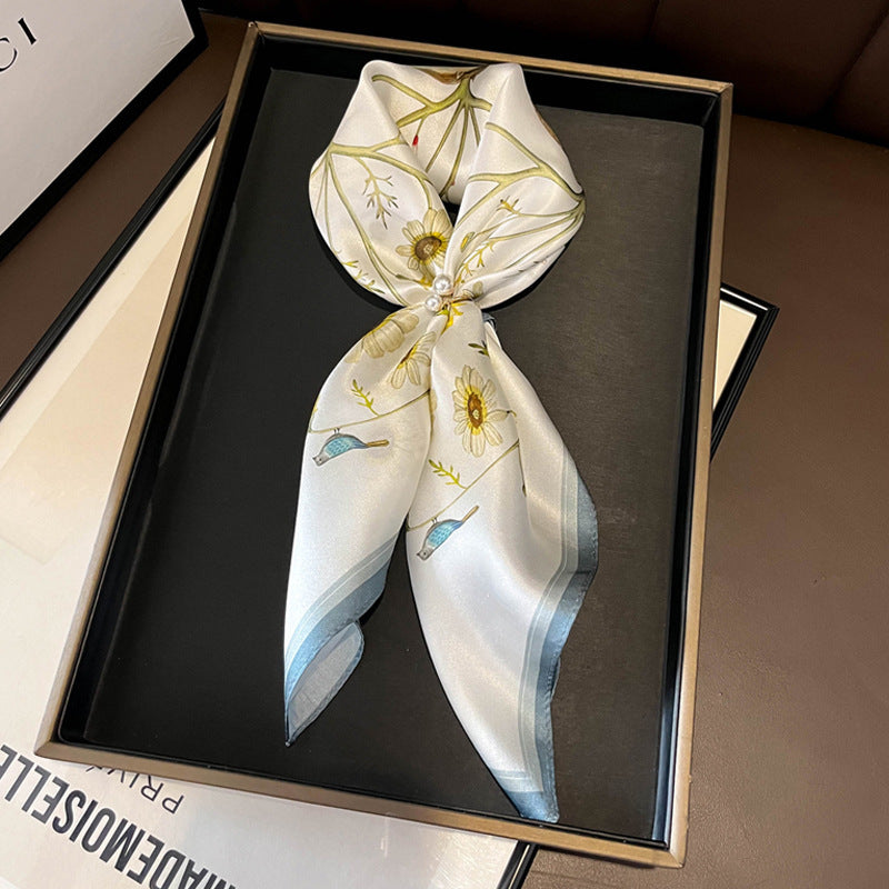 Beige Silk Square Scarf