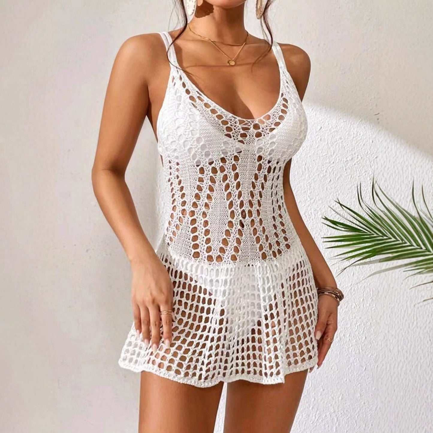 V-neck Pullover Hollow-Out Dress
