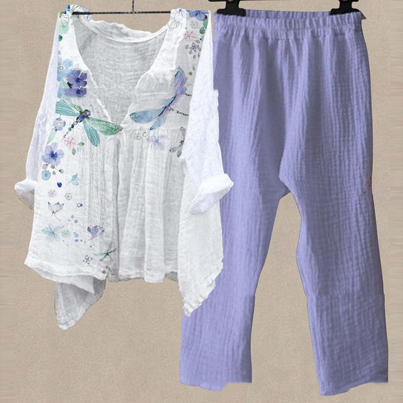 Two Piece Printed Top And Pants Set