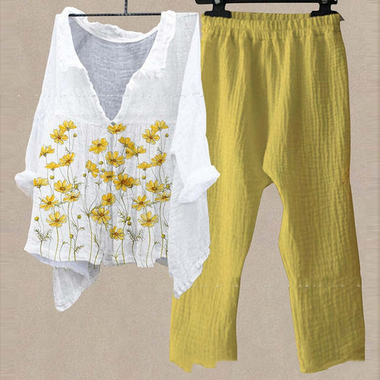 Two Piece Printed Top And Pants Set
