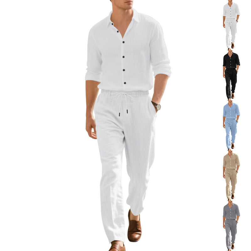 Long Sleeves Shirt And Trousers Two-piece Set