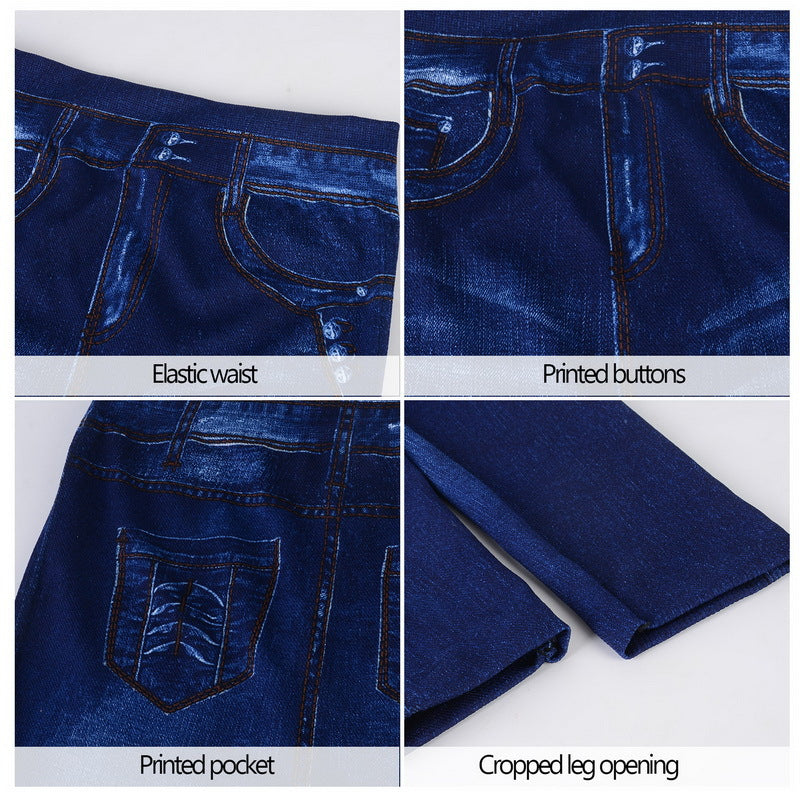Imitation Denim Print Leggings