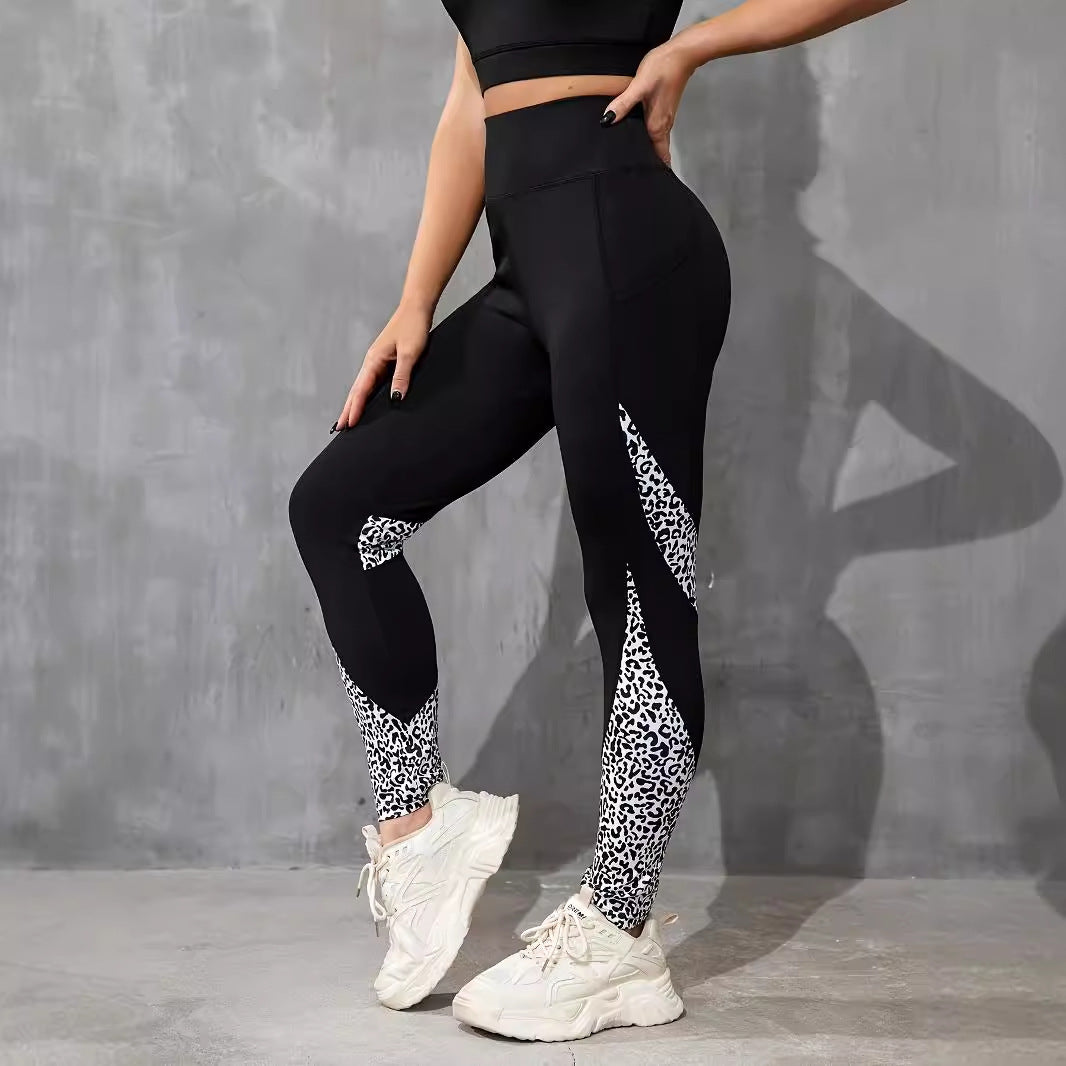 Patchwork Raise High Waist Tight  Leggings