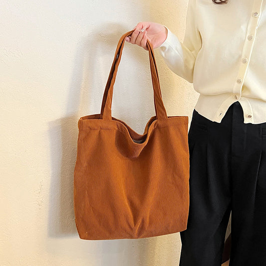Large-Capacity Corduroy Tote Bag