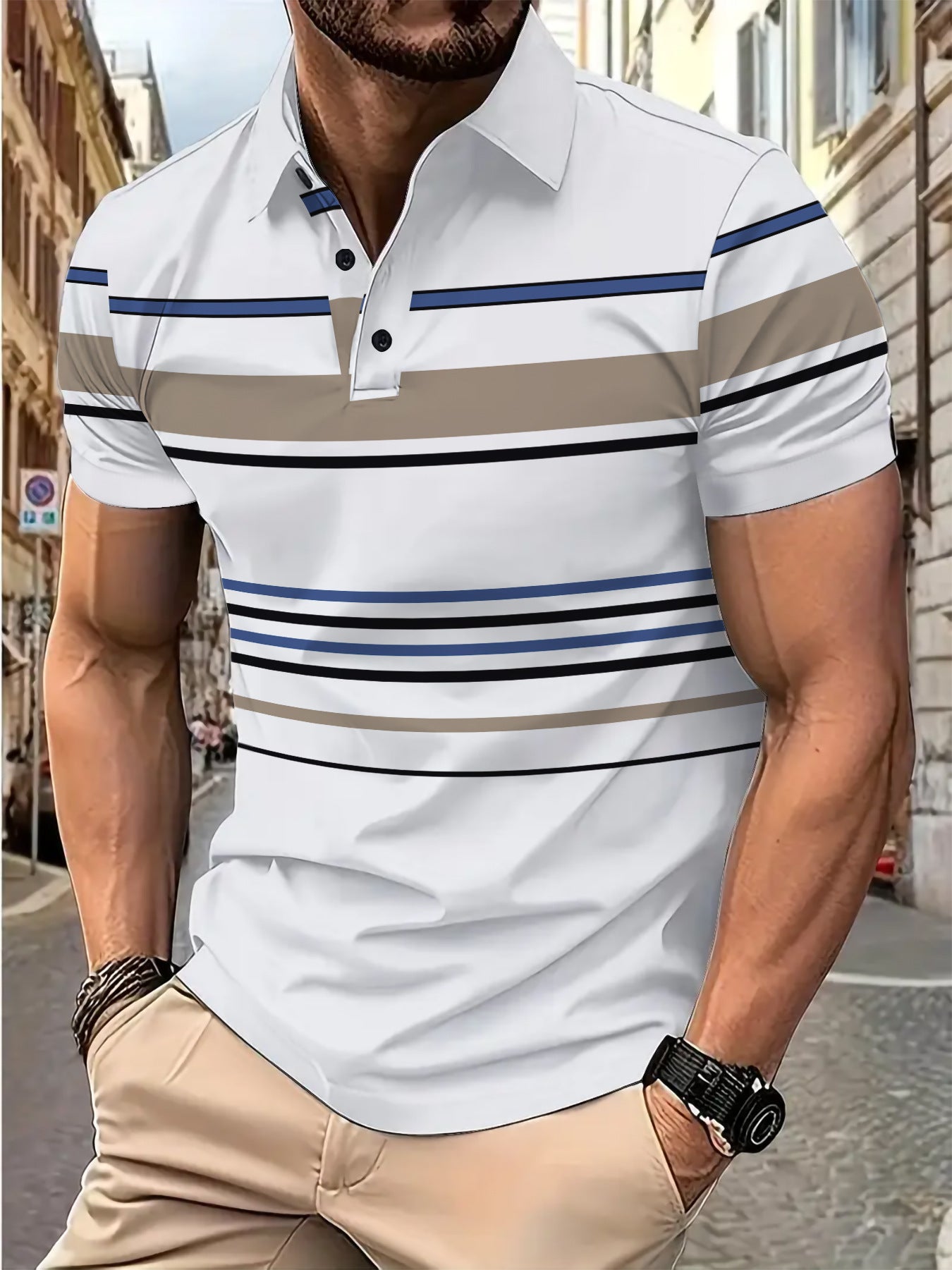 Men's Striped Loose T-shirt