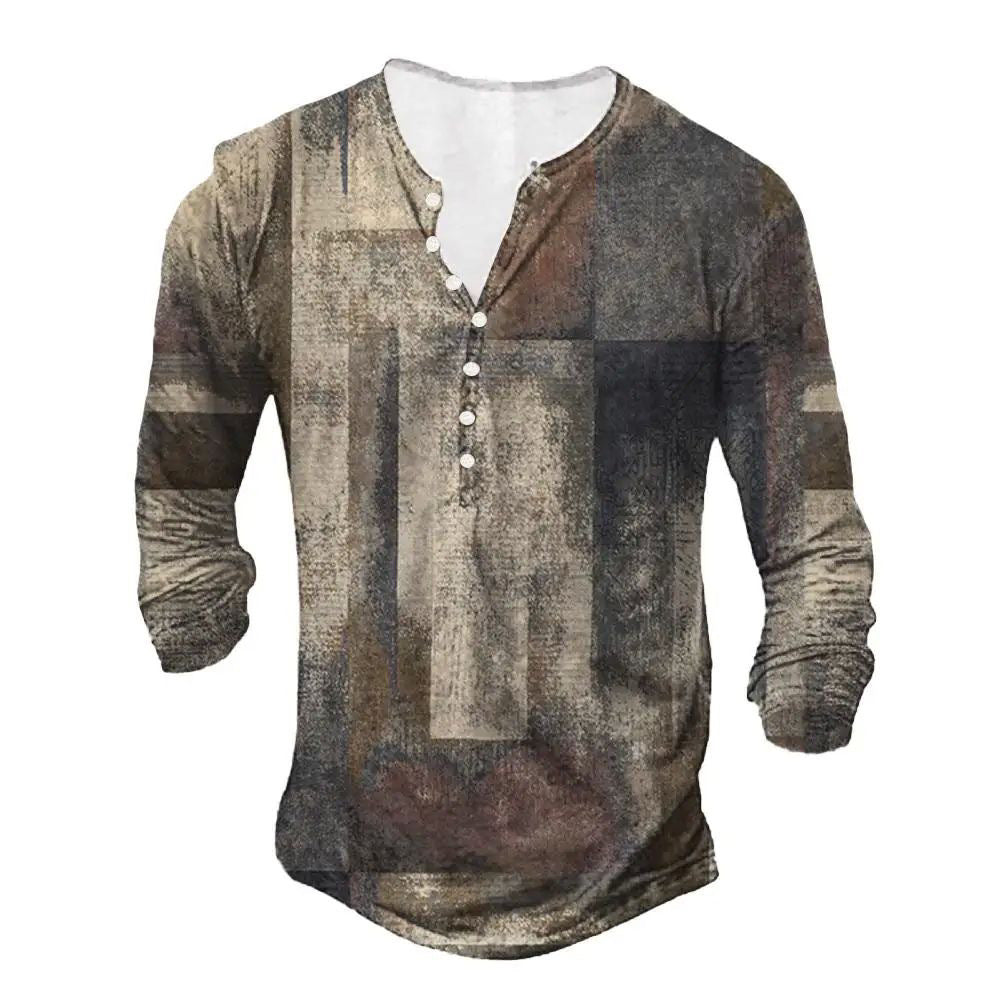 Button 3D Digital Printed Ethnic Pattern Printed Top