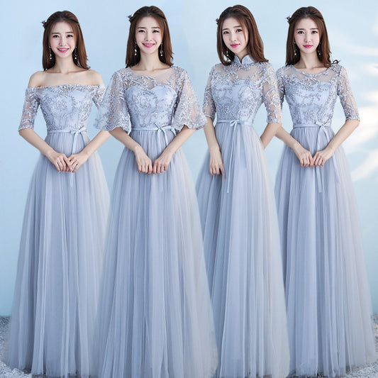 Long Bridesmaid Blue Dress