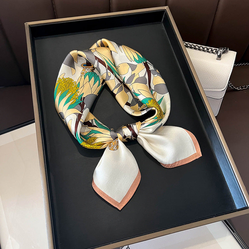 Beige Silk Square Scarf