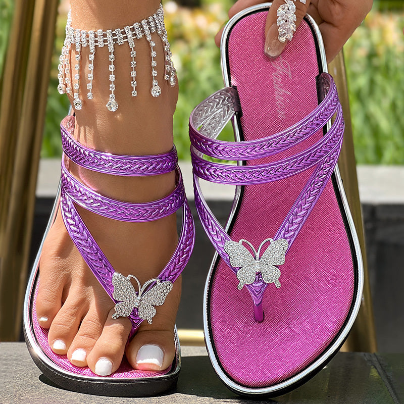 Floral Pattern Flip-Flops Comfortable Casual Summer Beach Slippers - Anklet Not Included