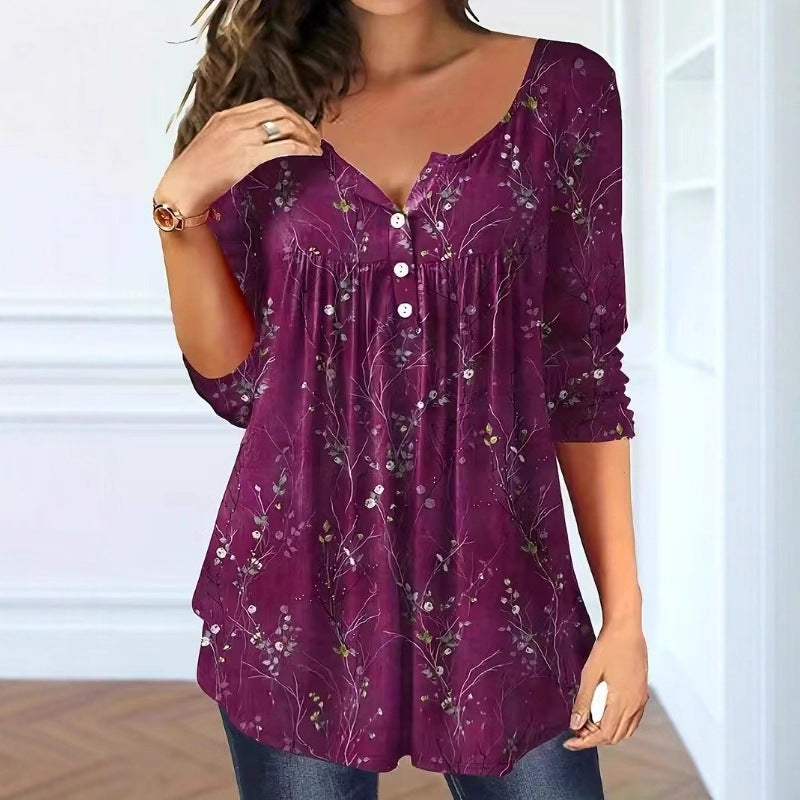 Elegant Loose Button Top