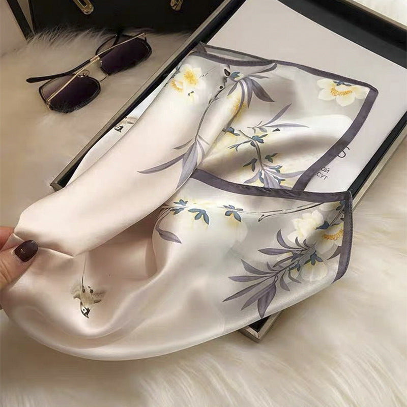 Beige Silk Square Scarf