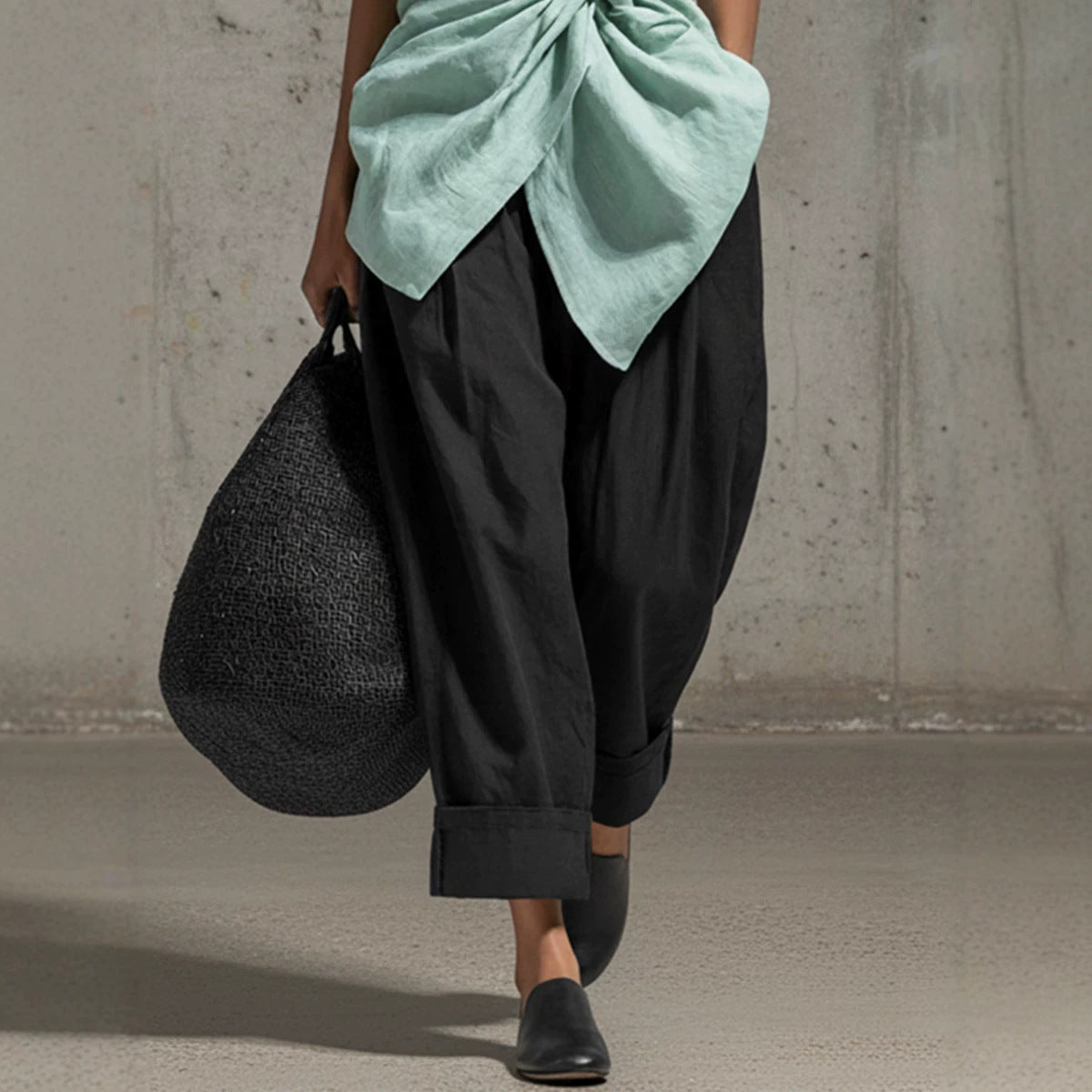 Tie-front V-neck Sleeveless Top Wide-leg Pantsuit