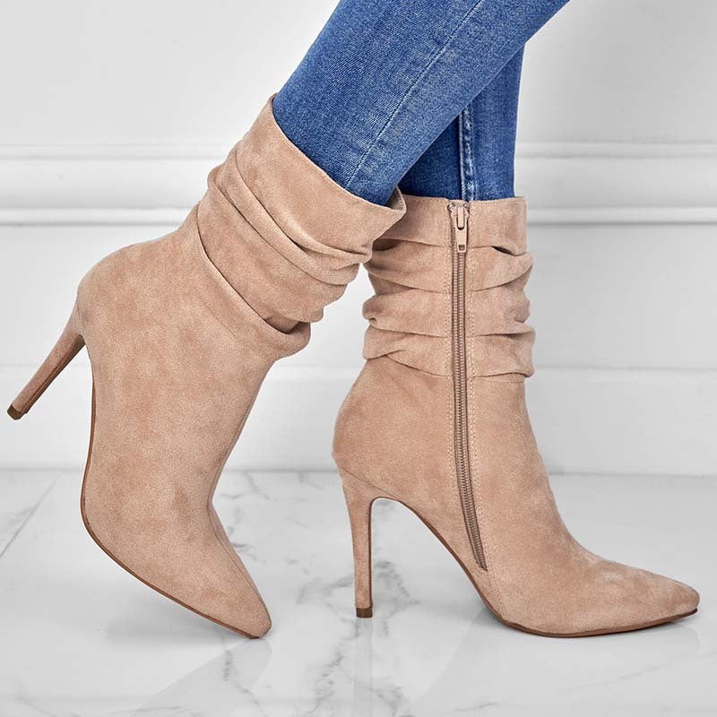 Fashion Suede Pointed High Heels Boots