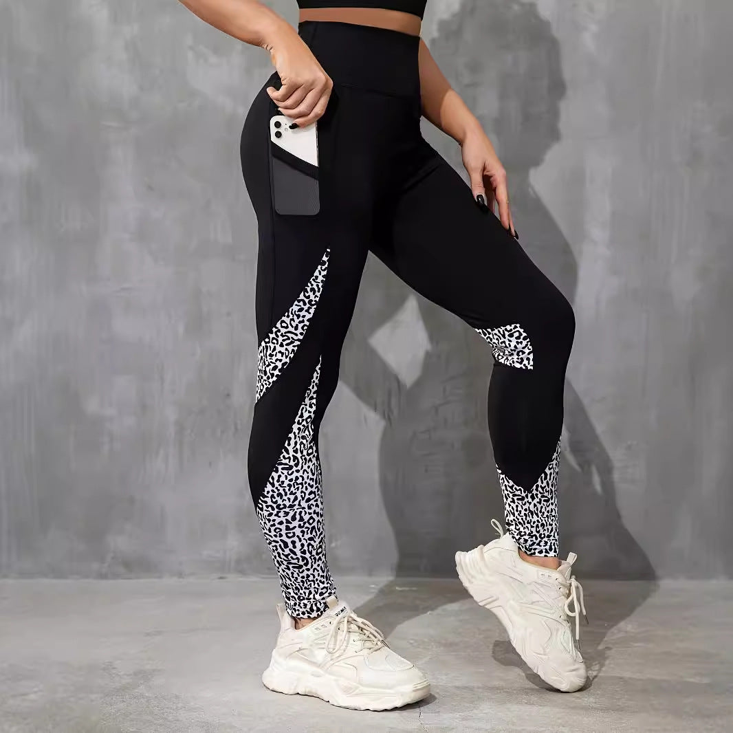 Patchwork Raise High Waist Tight  Leggings