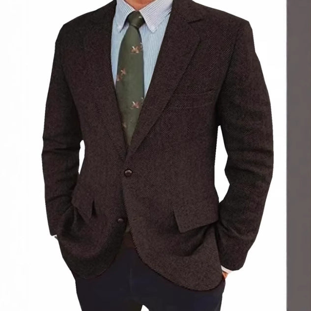 Business Herringbone Suit Jacket