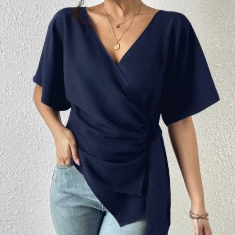 V-neck Slim-fit Short-sleeve Top