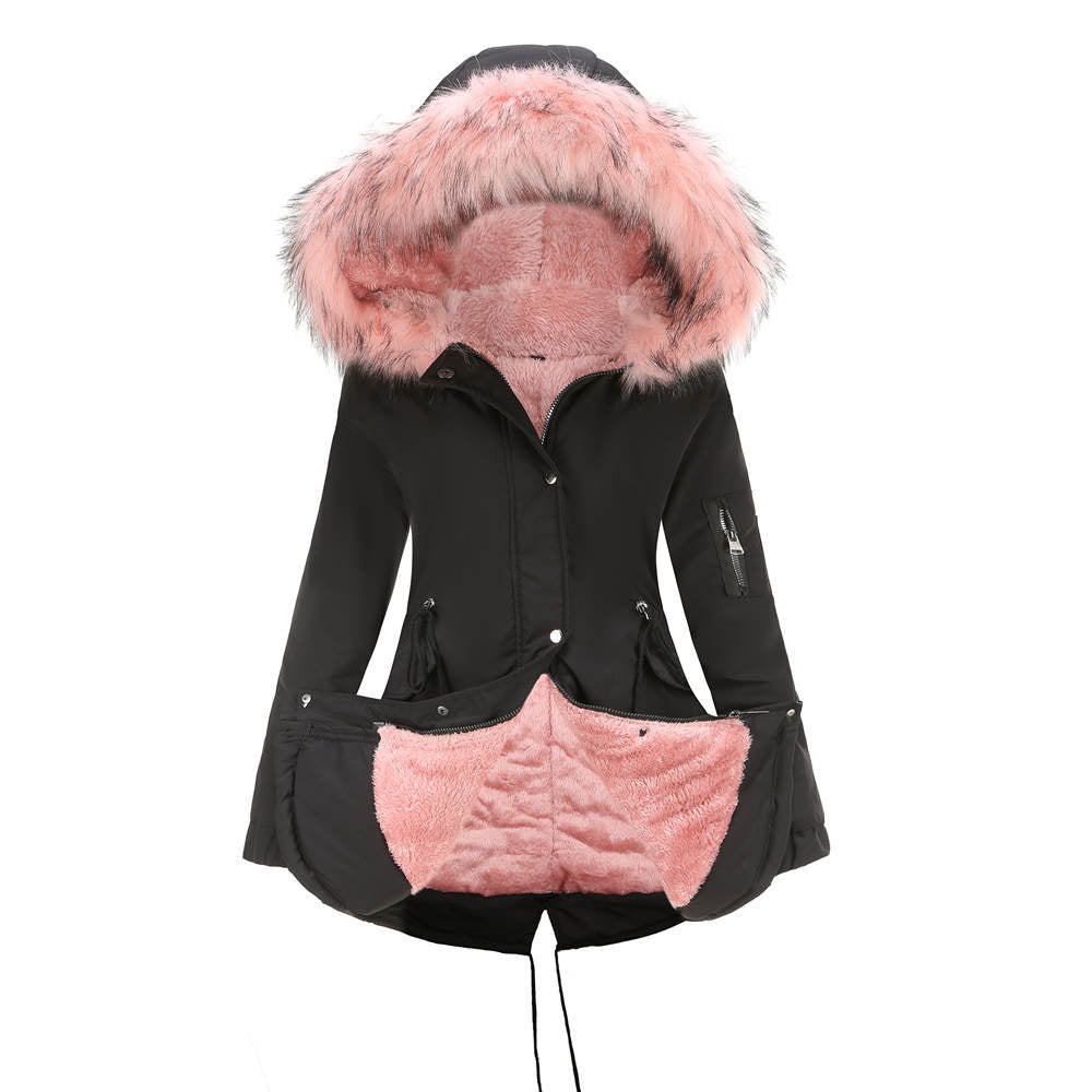 Cotton-padded Coat Mid-length Hooded