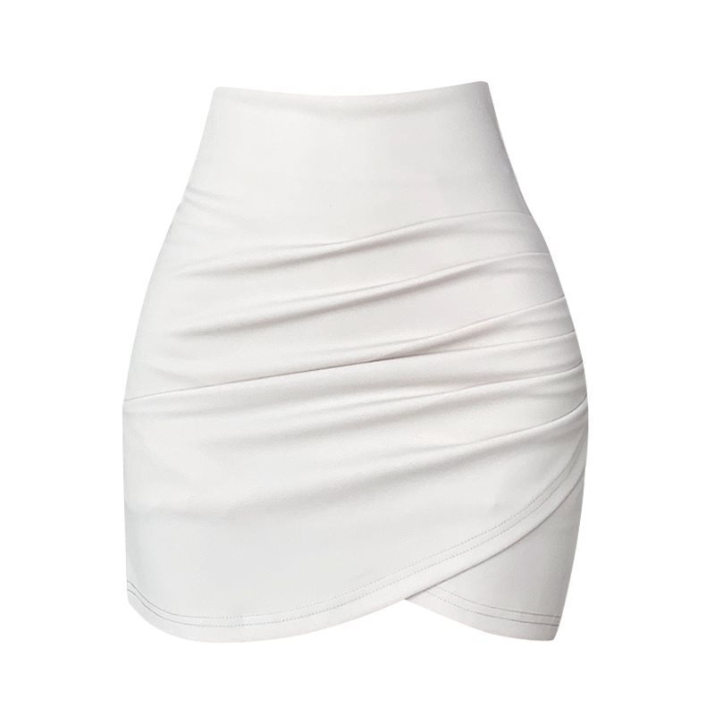 Pleated Wrap Asymmetrical High-Waist Shorts