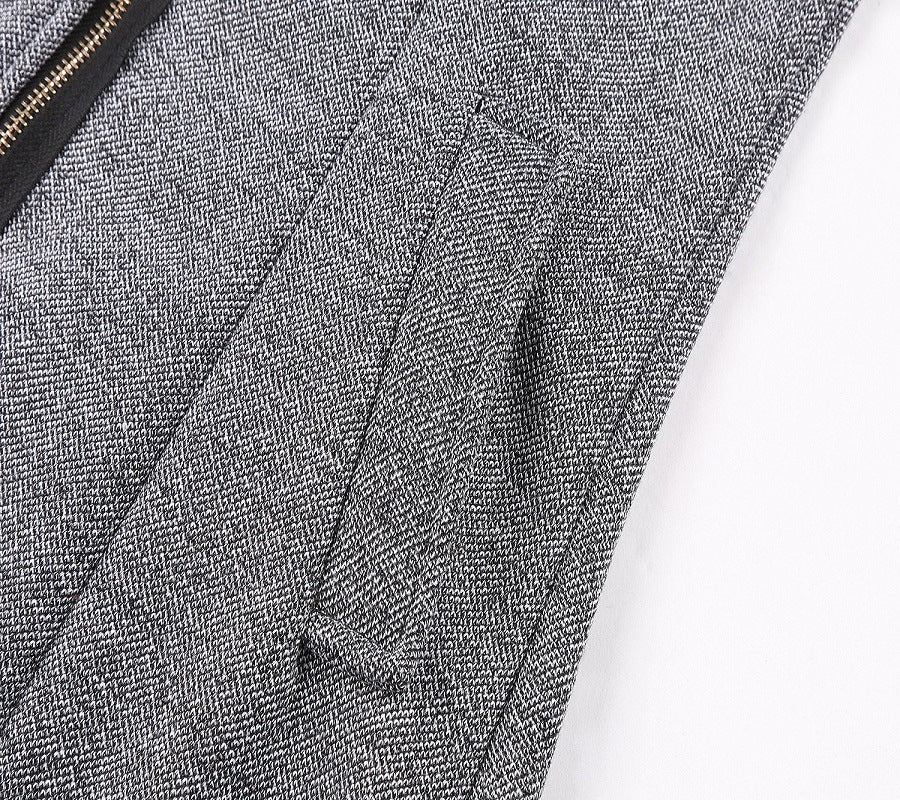 Slim  Thick Woolen Windbreaker Hooded Diagonal Zipper