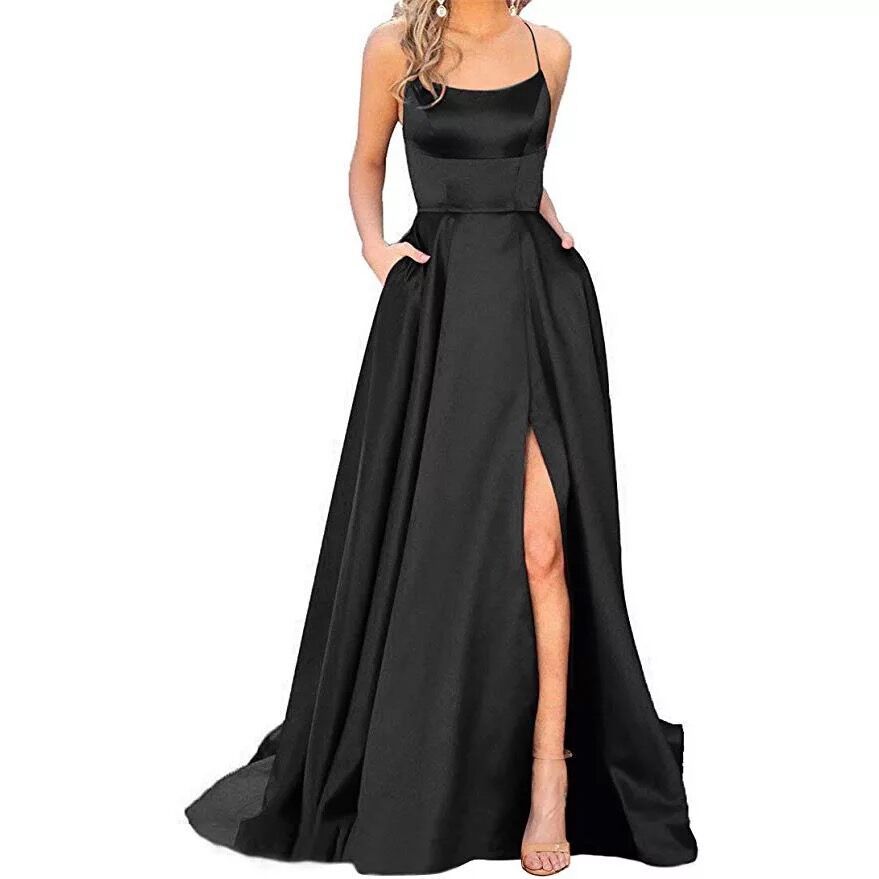 Solid Color Long Slimming And Shoulder Dress