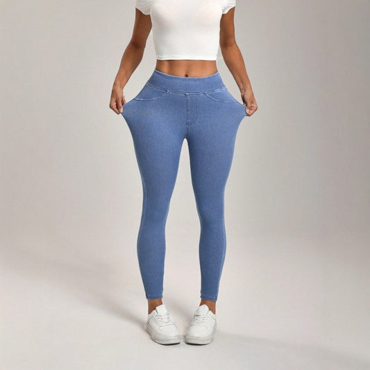 High Waist Slimming Hip Raise Double Pocket  Pants