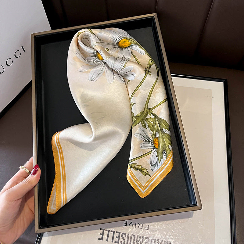 Beige Silk Square Scarf