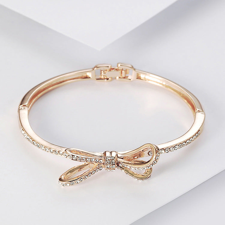 Diamonds, Bows, Rose Gold Alloy Bracelets