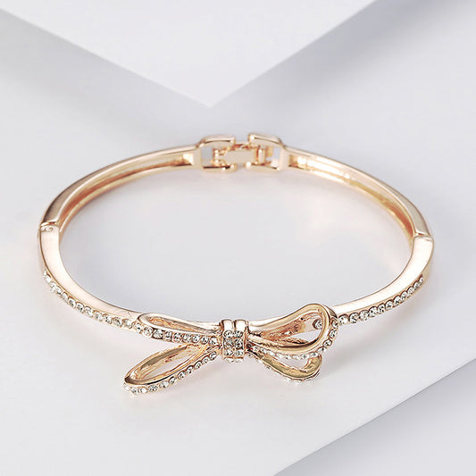 Diamonds, Bows, Rose Gold Alloy Bracelets