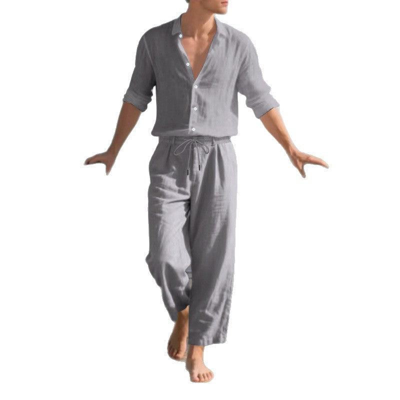 Long Sleeves Shirt And Trousers Two-piece Set