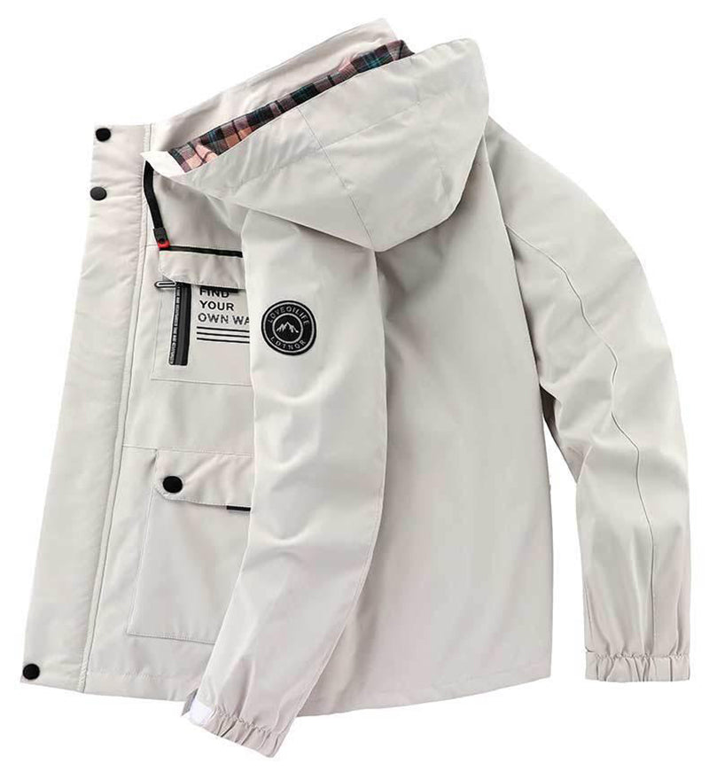 Hooded Jacket  Windproof Coat  With Multiple Pockets