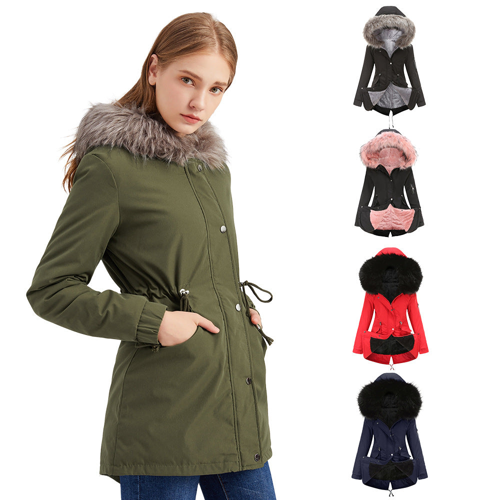 Cotton-padded Coat Mid-length Hooded