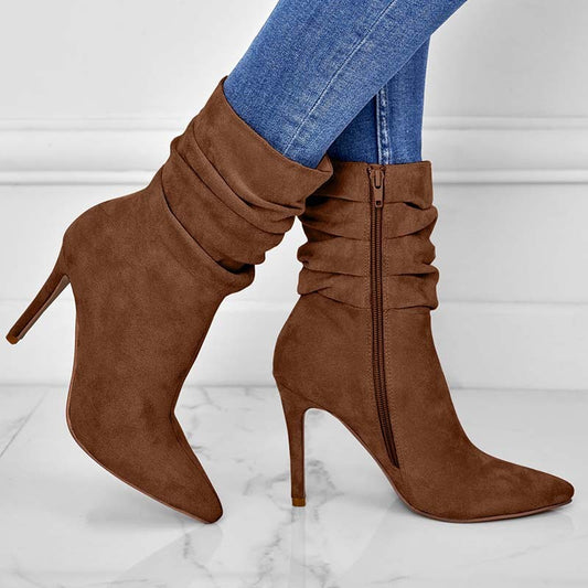 Fashion Suede Pointed High Heels Boots