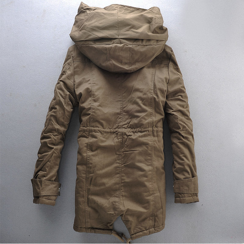 Men's plus size hooded mid-length cotton