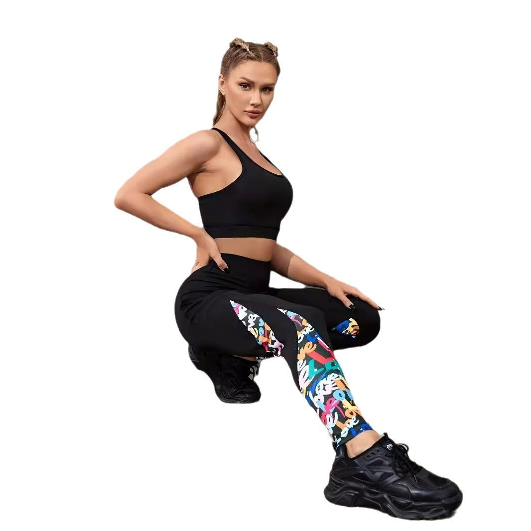 Patchwork Raise High Waist Tight  Leggings