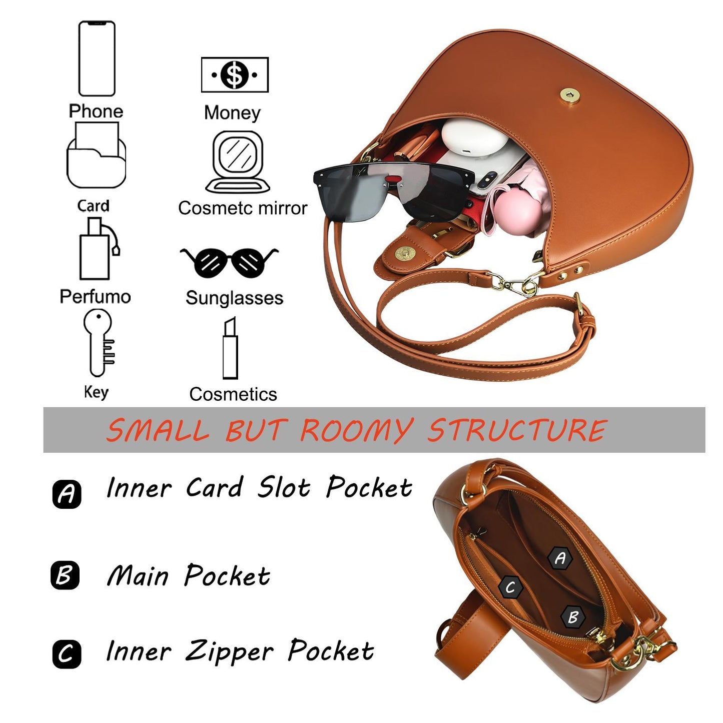 0386 Series Women's Shoulder Bag Black Brown