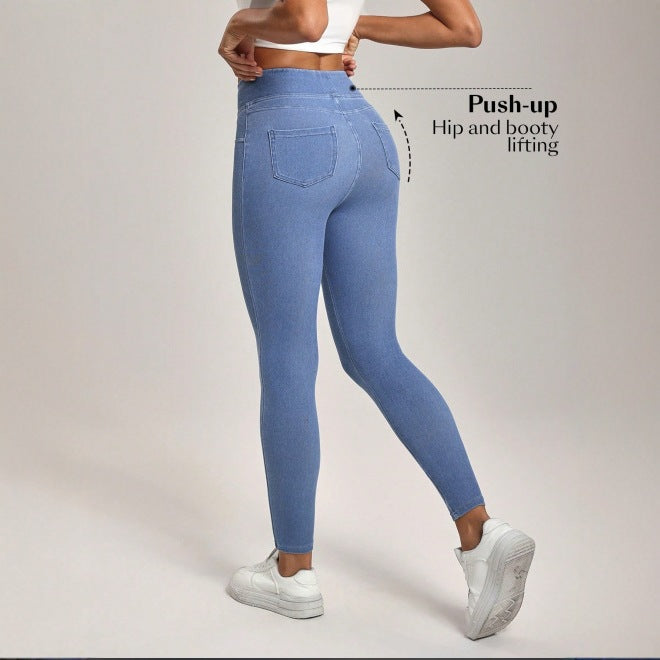 High Waist Slimming Hip Raise Double Pocket  Pants