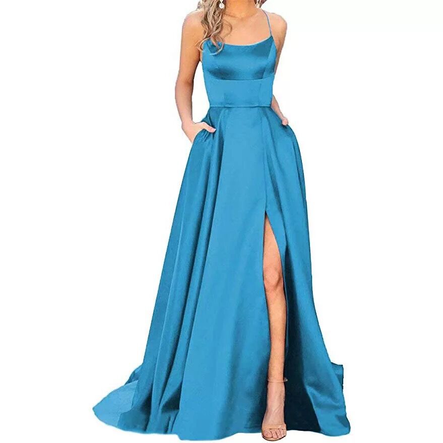 Solid Color Long Slimming And Shoulder Dress