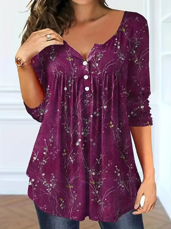 Elegant Loose Button Top