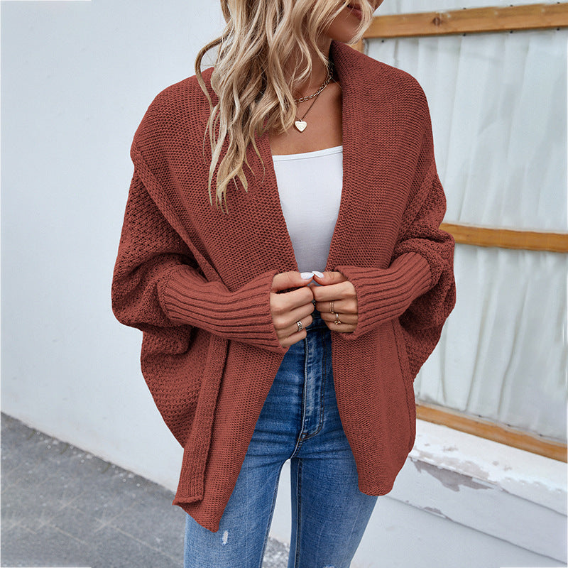 Loose Knitted  Bat Sleeve Cardigan
