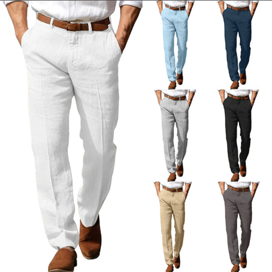 Linen Straight Breathable  Trousers